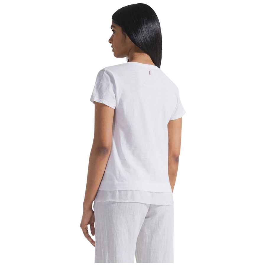 T-shirt a maniche corte in cotone con dettagli in seta bianco da donna Deha | D4249210001